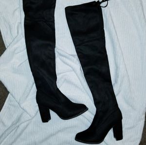 Thigh High Sparkle Trim Boots